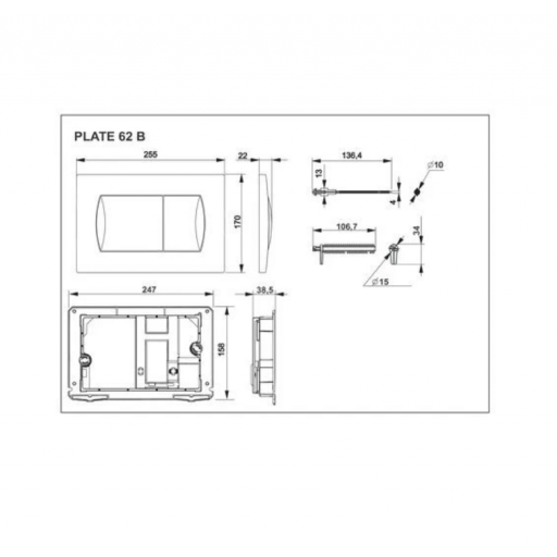 Кнопка смыва для инсталляции Roca ACTIVE 62B белая 8901160B0